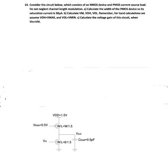 Solved Consider The Circuit Below Which Consists Of An Nmos Device