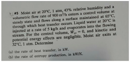 SOLVED Moist air at 20ÂC 1 atm 43 relative humidity and a