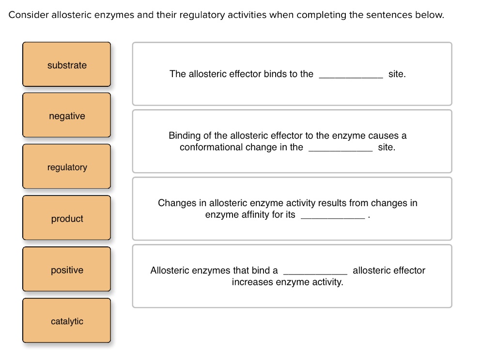 Consider Allosteric Enzymes And Their Regulatory Activities When