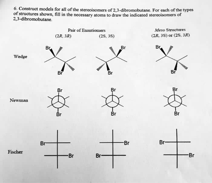 SOLVED 6 Construct Models For All Of The Stereoisomers Of 2 3