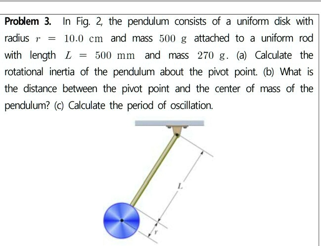 SOLVED Problem 3 In Fig 2 The Pendulum Consists Of Uniform Disk