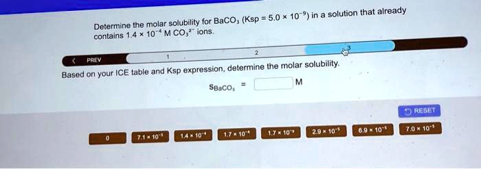 SOLVED Baco Ksp 5 0 Determine The Molar Solubility For M CO Ions