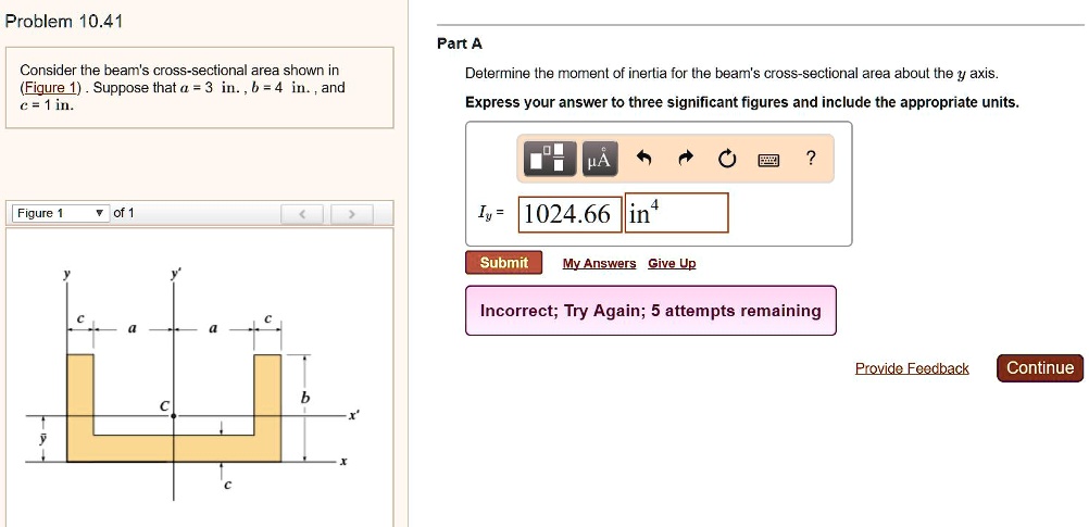 Solved Problem Part A Consider The Beam S Cross Sectional Area