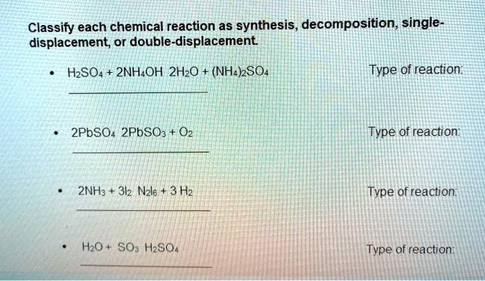 Solved Text Classify Each Chemical Reaction As Synthesis