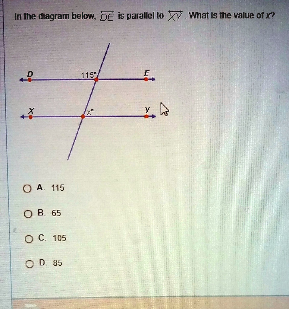 SOLVED In Diagram Below De Is Parallel To XY What Is The Value Of X