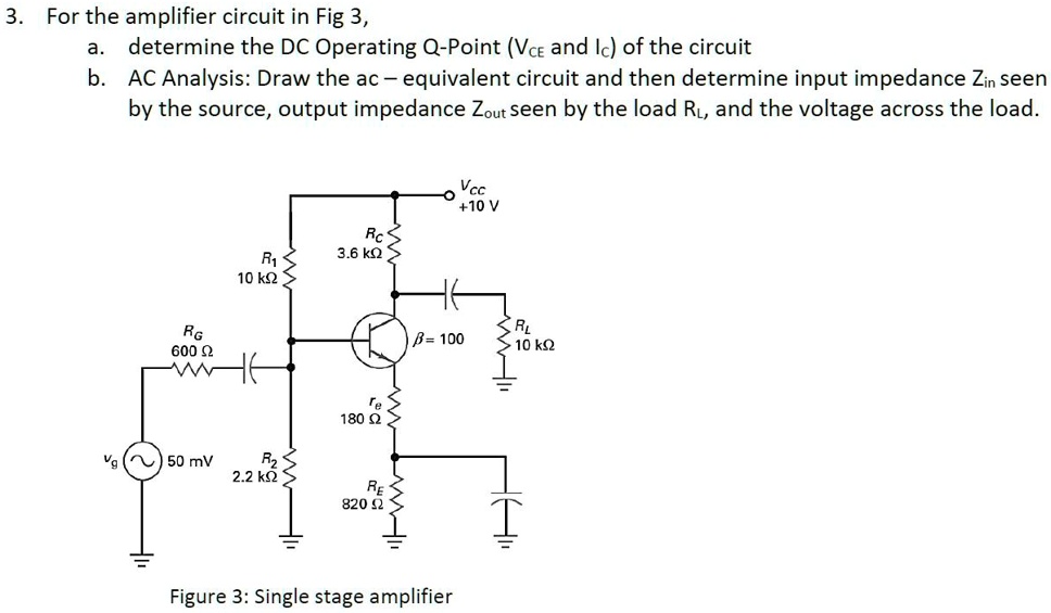 Solved For The Amplifier Circuit In Fig A Determine The Dc