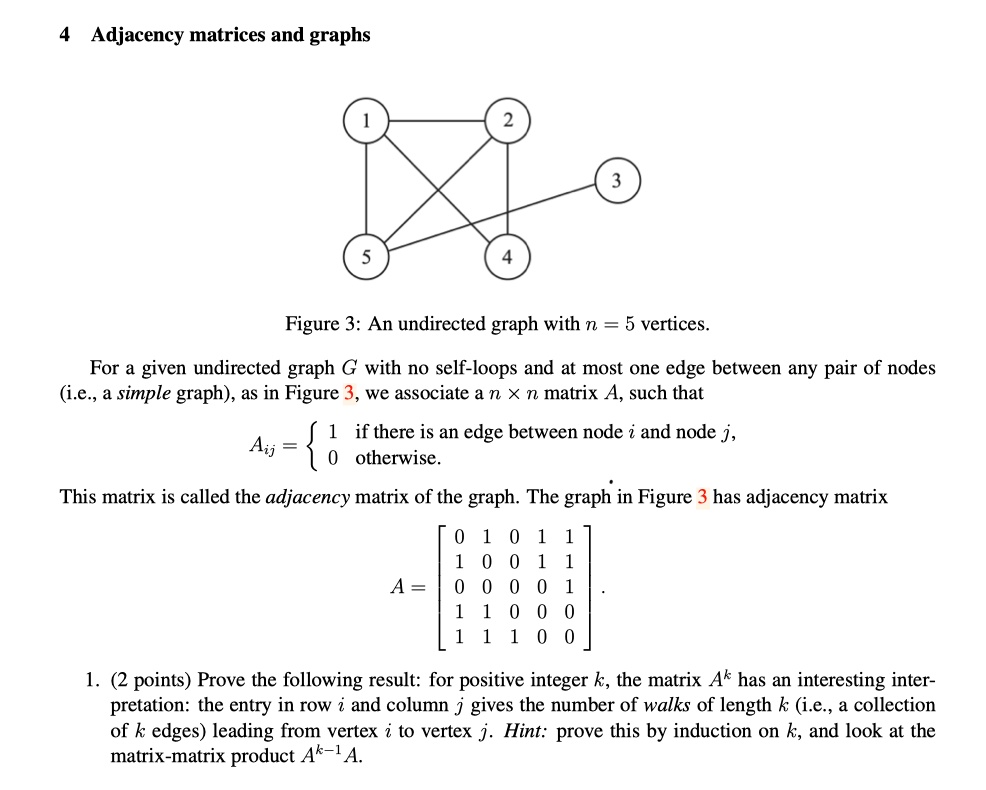 Solved Adjacency Matrices And Graphs Figure An Undirected Graph