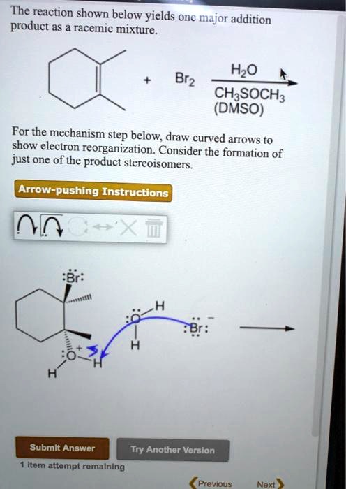 Solved The Reaction Shown Below Yields One Major Addition Product As A