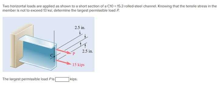 Two Horizontal Loads Are Applied As Shown To A Short Sectlon Of A C10