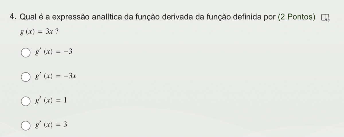 SOLVED 4 Qual é a expressão analítica da função derivada da função