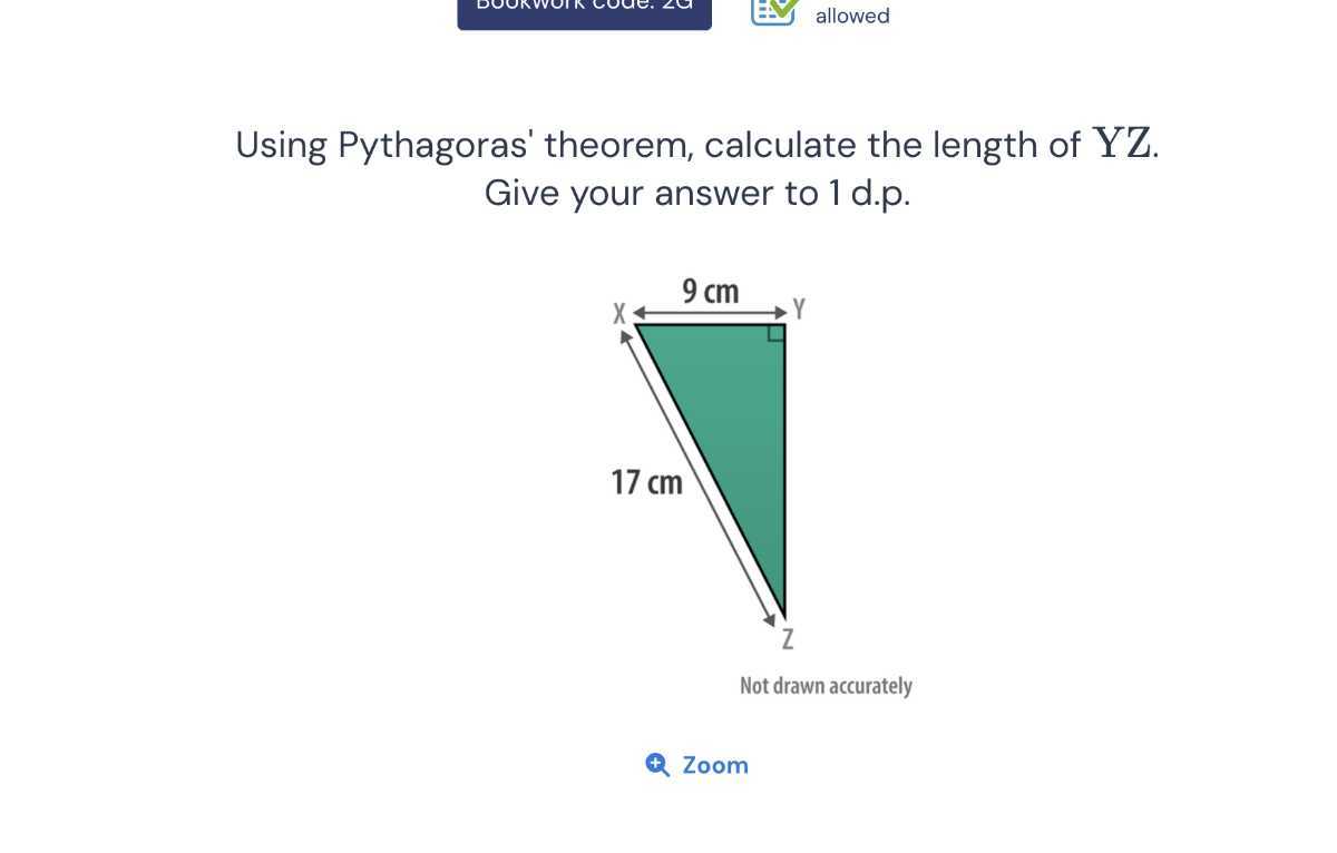 Using Pythagoras Theorem Calculate The Length Of YZ Give Your Answer