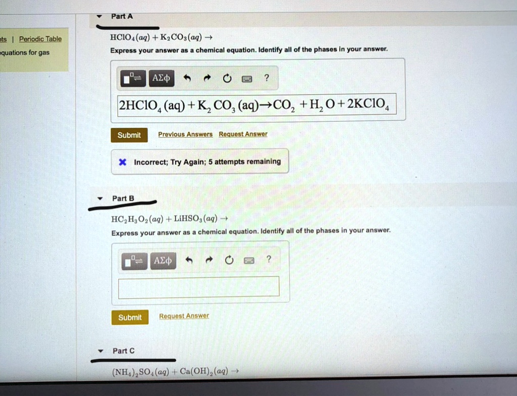 Solved Complete And Balance Each Of The Following Equations For Gas