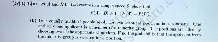 SOLVED 12 Q 1 A Let A And B Be Two Events In Sample Space Show