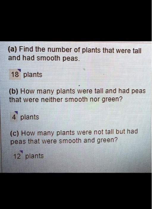 SOLVED A Find The Number Of Plants That Were Tall And Had Smooth