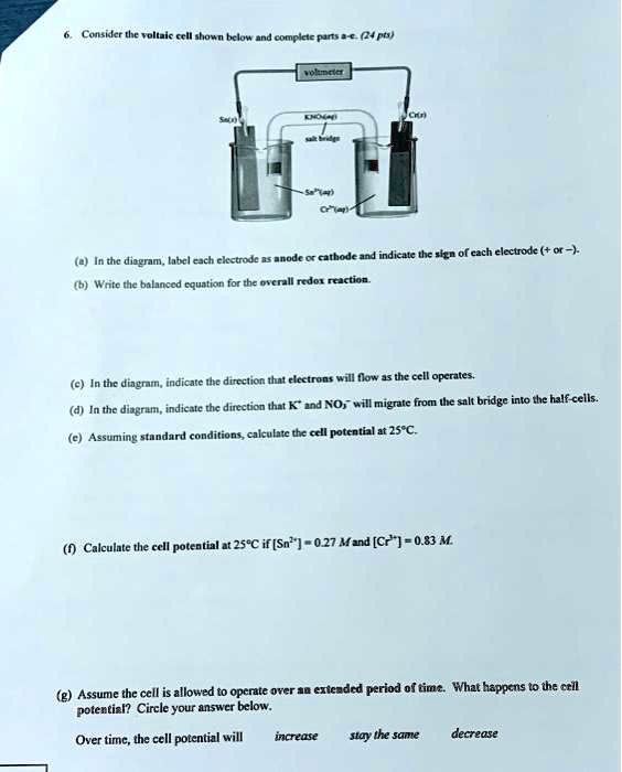 Solved Consider The Voltaic Cell Shown Below And Complete Parts A E