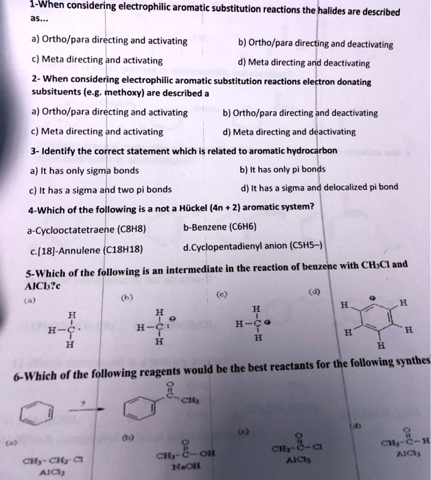 SOLVED When Considering Electrophilic Aromatic Substitution Reactions