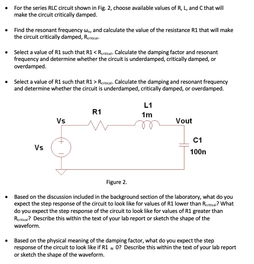 SOLVED For The Series RLC Circuit Shown In Fig 2 Choose Available