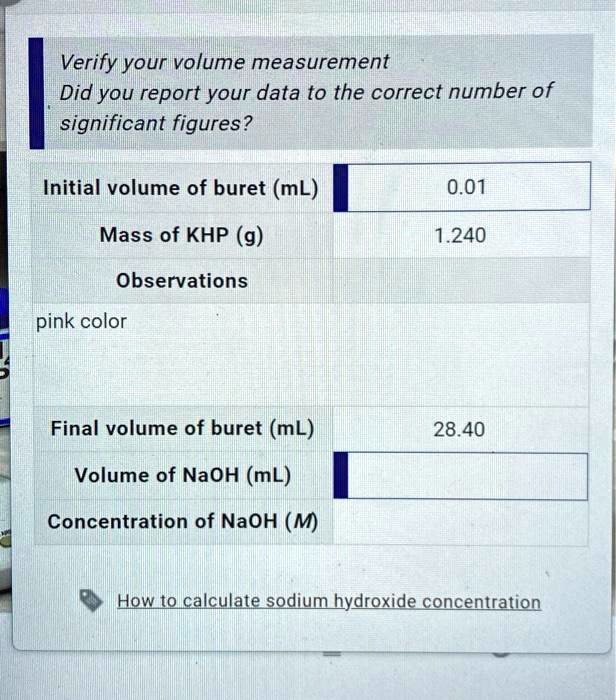 SOLVED Verify Your Volume Measurement Did You Report Your Data To The