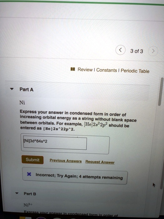 SOLVED 3 Of 3 Review Constants Periodic Table Part A Ni Express Your