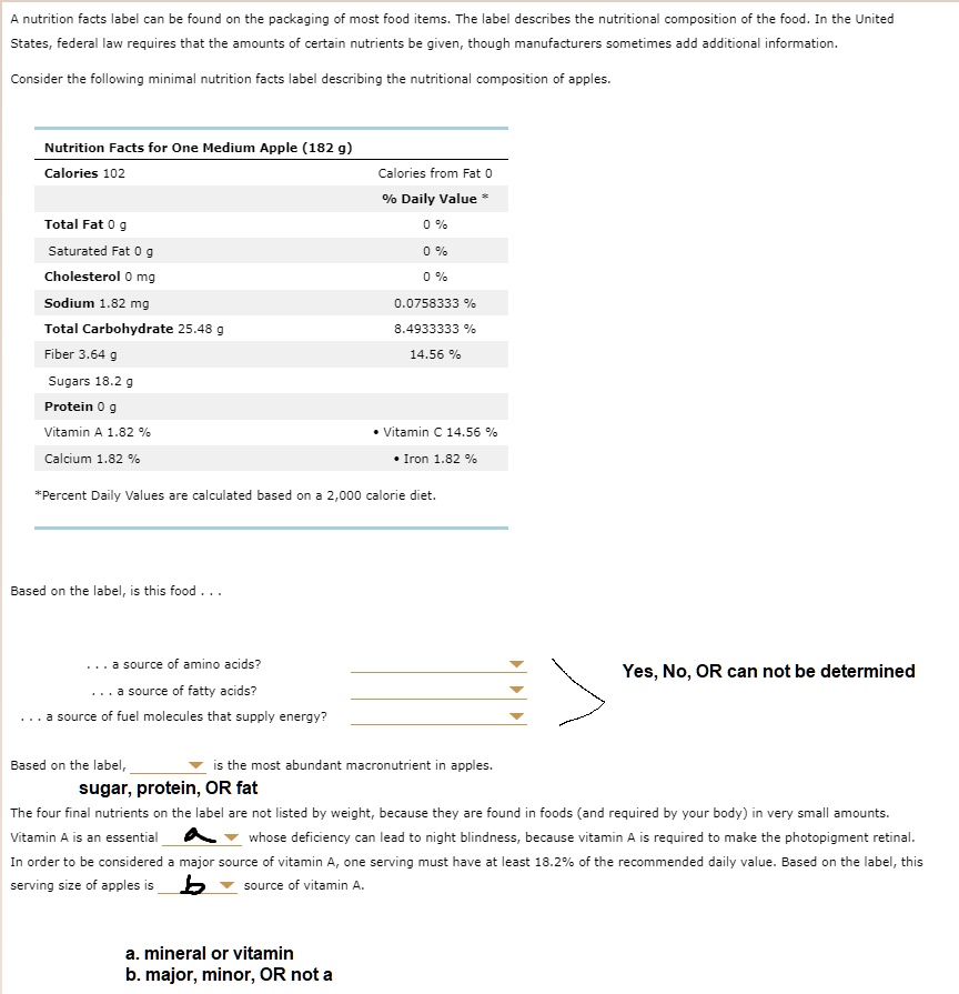 Solved A Nutrition Facts Label Can Be Found On The Packaging Of Most