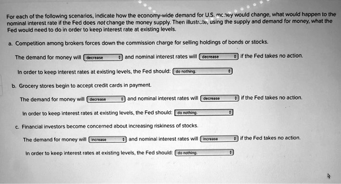 SOLVED For Each Of The Following Scenarios Indicate How The Economy