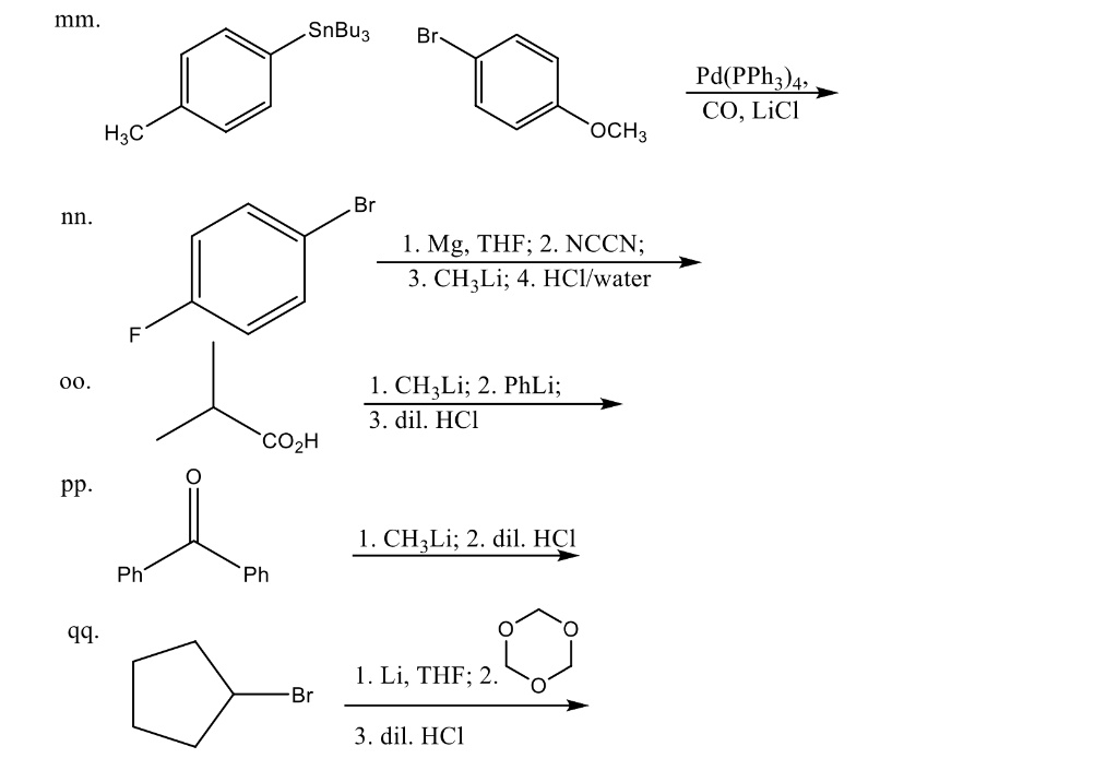 Solved Mm Snbu Br Pd Ppha Co Licl H C Och Br Nn Mg Thf