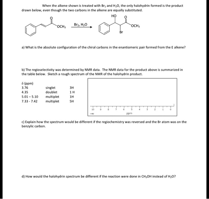 Solved When The Alkene Shown Treated With Br And Hlo The Only