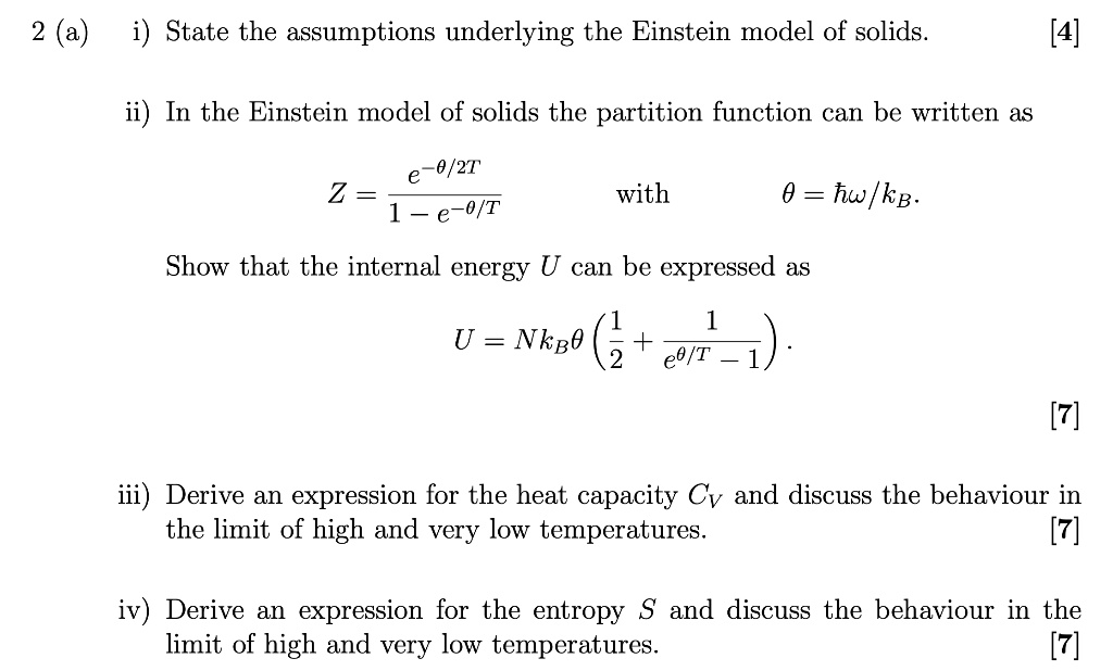 Solved A State The Assumptions Underlying The Einstein Model Of