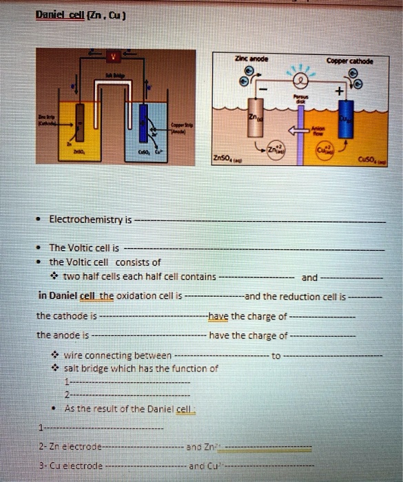 Solved Daniel Cell Zn Cu Zinc Anode Copper Cathode