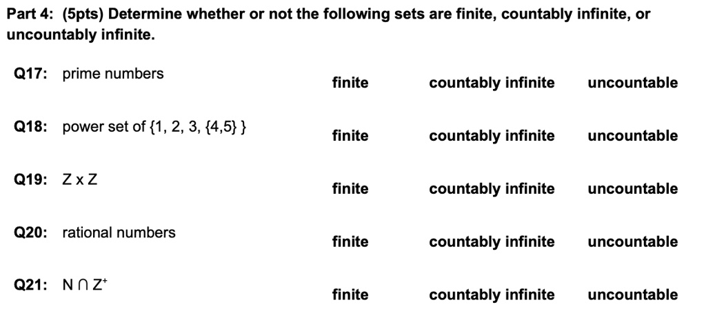 SOLVED Part 4 Spts Determine Whether Or Not The Following Sets Are