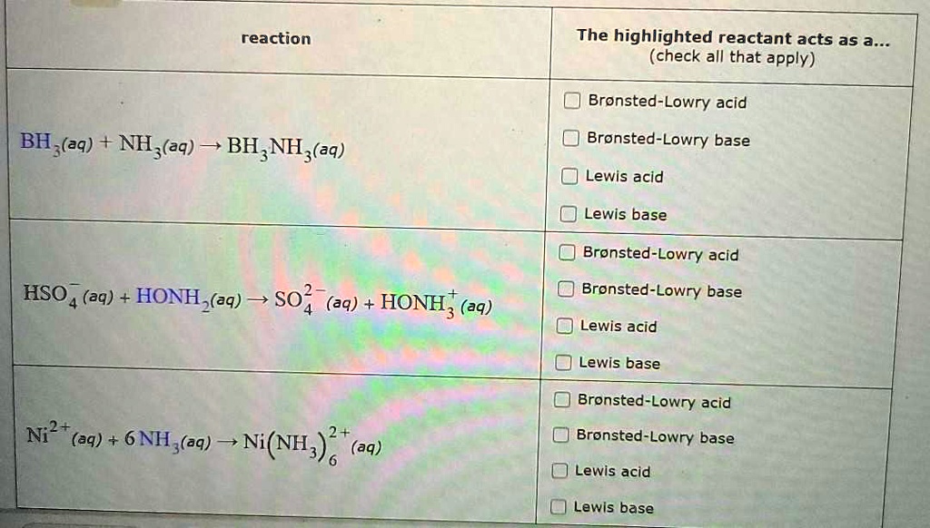 Solved The Highlighted Reactant Acts As A Check All That Apply