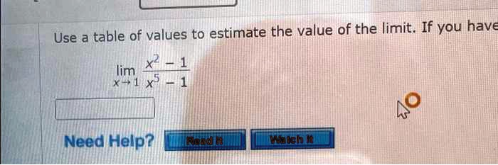 Solved Use A Table Of Values To Estimate The Value Of The Limit If