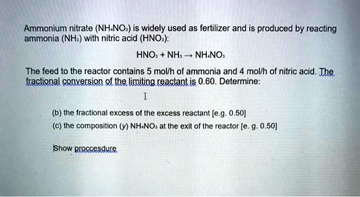 SOLVED Ammonium Nitrate NHANO Is Widely Used As Fertilizer And Is