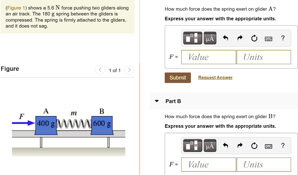 Solved Figure Shows A N Force Pushing Two Gliders Along An Air