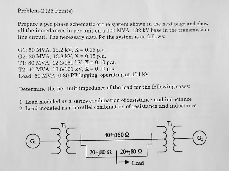 SOLVED Problem 2 25 Points Prepare A Per Phase Schematic Ofthe