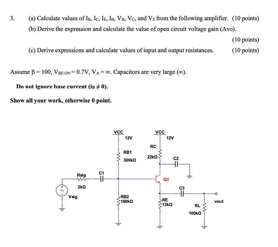 Solved A Calculate Values Of Ib Ic Ie Ib Vb Vc And Ve From The