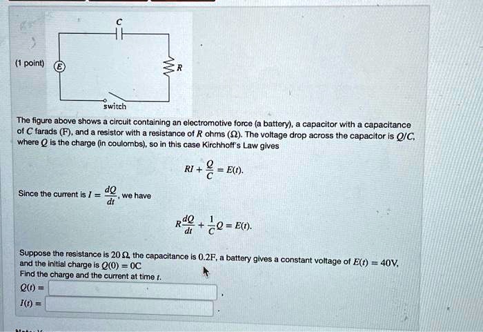 SOLVED 1point Switch The Figure Above Shows A Circuit Containing An