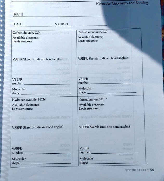 Solved Molecular Geometry And Bonding Name Date Section Carbon Dioxide