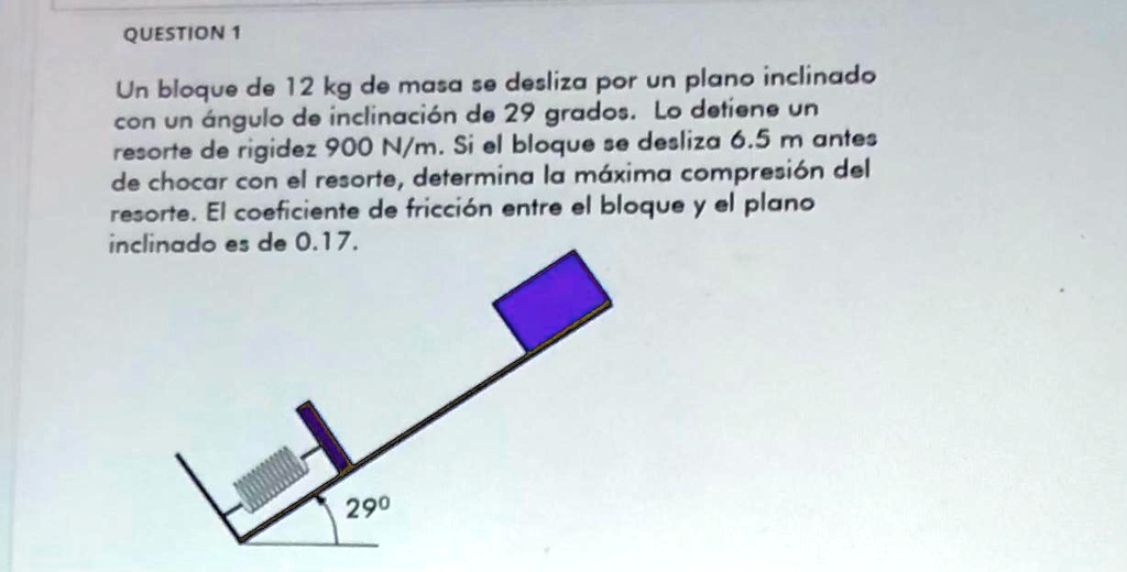 Solved Question Un Bloque De Kg De Masa Se Desliza Por Un Plano