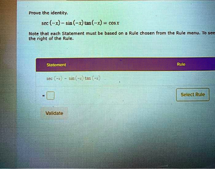 SOLVED Prove The Identity Sec X Sin X Tan X Cosx Note