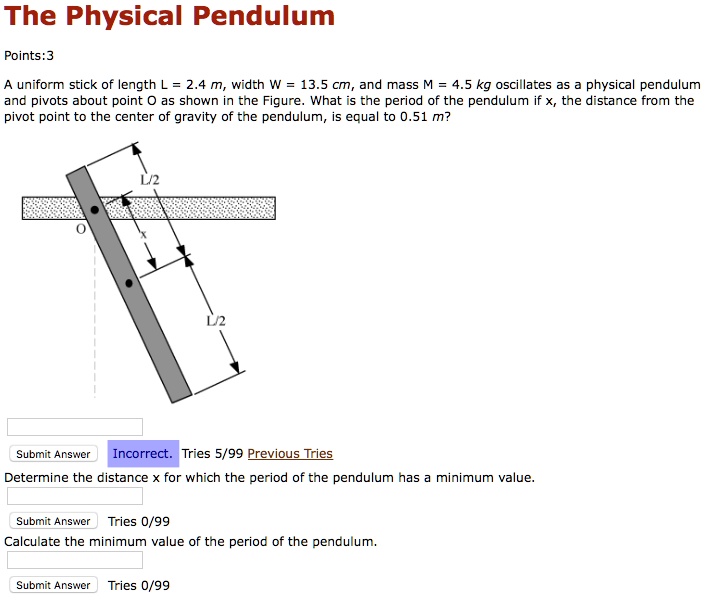 Solved The Physical Pendulum Points Uniform Stick Of Length L