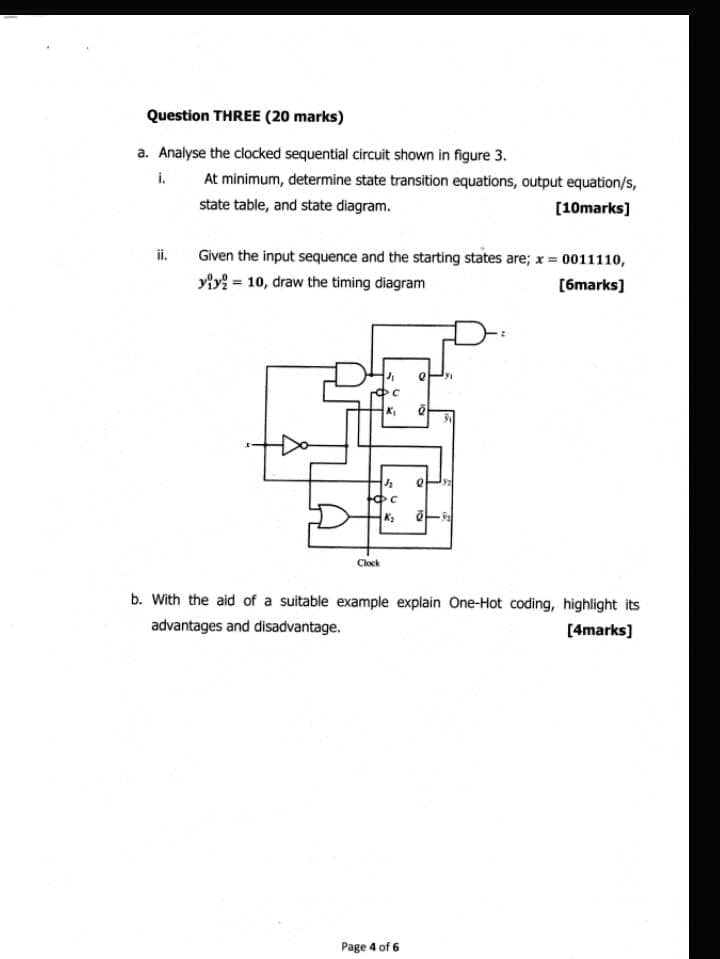 SOLVED Question THREE 20 Marks A Analyse The Clocked Sequential