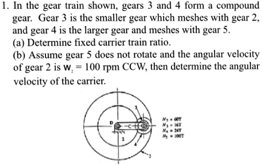 Solved Please Show Complete Derivation In The Gear Train Shown Gears