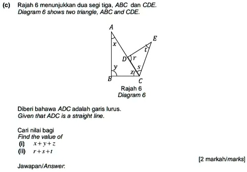 Solved Rajah Menunjukkan Dua Segi Tiga Abc Dan Cde Diagram Shows Two