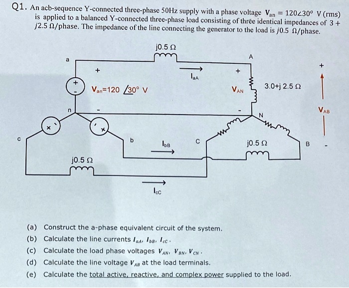 Solved An Abc Sequence Y Connected Three Phase Hz Supply With A