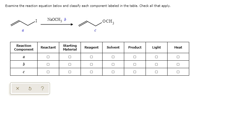 Solved Examine The Reaction Equation Below And Classify Each Component