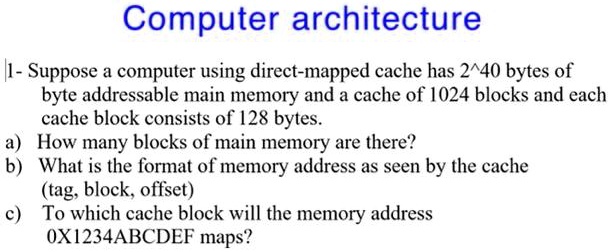 Solved Suppose A Computer Using Direct Mapped Cache Has Bytes Of