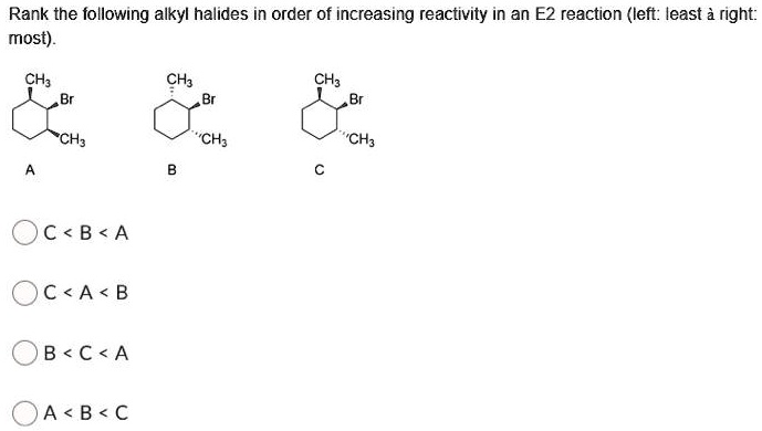 SOLVED Rank The Following Alkyl Halides In Order Of Increasing