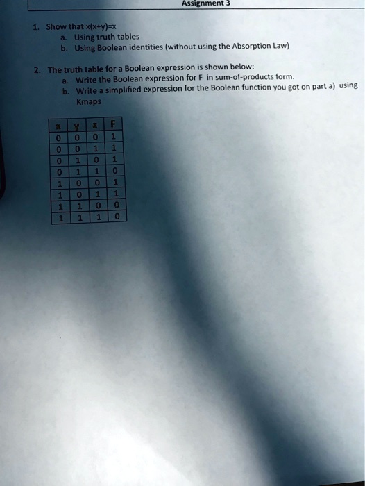 SOLVED Assignment3 1 Show Thatxx Y X A Using Truth Tables B Using