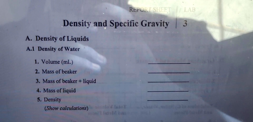 Solved Report Sheet Lab Density And Specific Gravity A Density Of